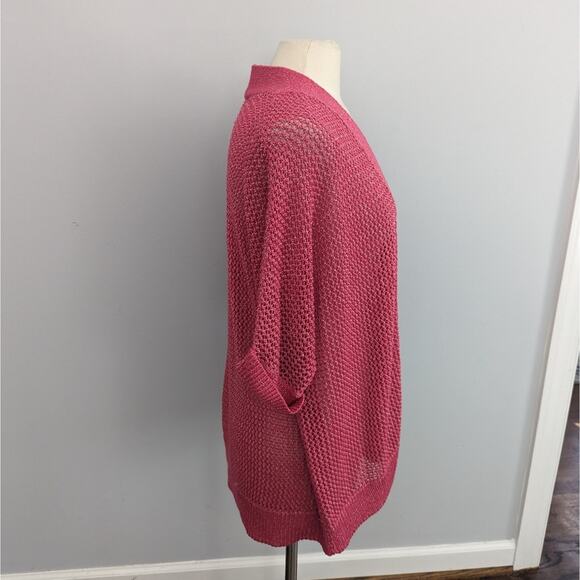NEW Chico's Cielo Cardigan Pink Flambe Open Knit Size 2 = 12 Large - Picture 6 of 9